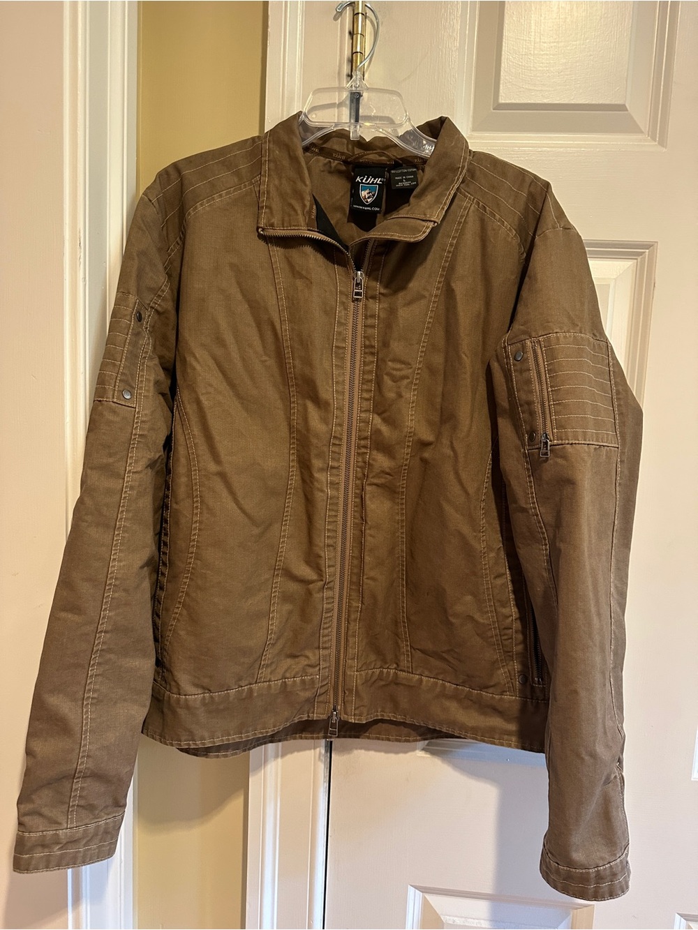 KÜHL Women’s Burr Jacket Large Brown Vintage Patina Dye Moto Utility